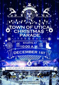 Town of Utica Christmas Parade with winter scene